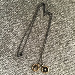 Satya Gunmetal Sun and Moon Necklace Pyrite